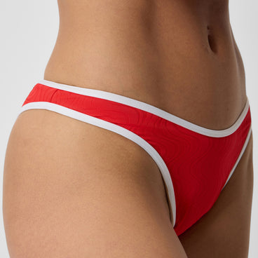 Women's Jetstream Texture Scoop Bikini Bottom Red/White