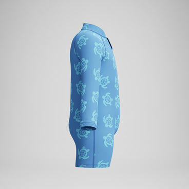 Infant Girls Long Sleeve Print Zip Swimsuit Blue
