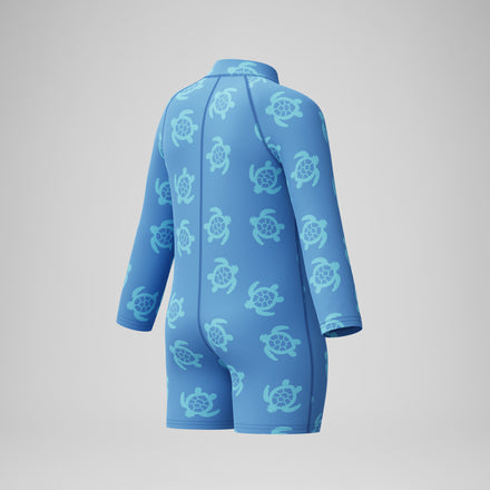 Infant Girls Long Sleeve Print Zip Swimsuit Blue