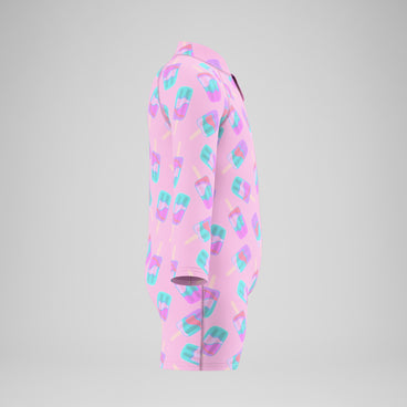 Infants Printed Long Sleeve Zip Swimsuit Pink