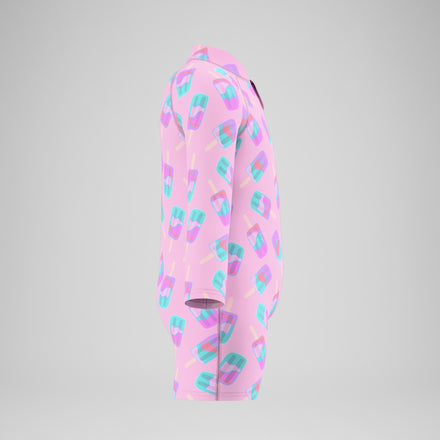 Infants Printed Long Sleeve Zip Swimsuit Pink