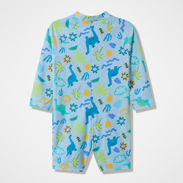 Infants Printed Long Sleeve Zip Swimsuit Blue