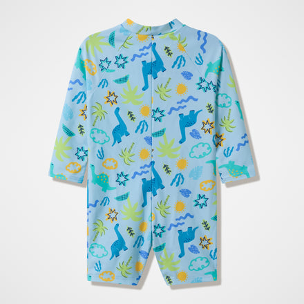 Infants Printed Long Sleeve Zip Swimsuit Blue