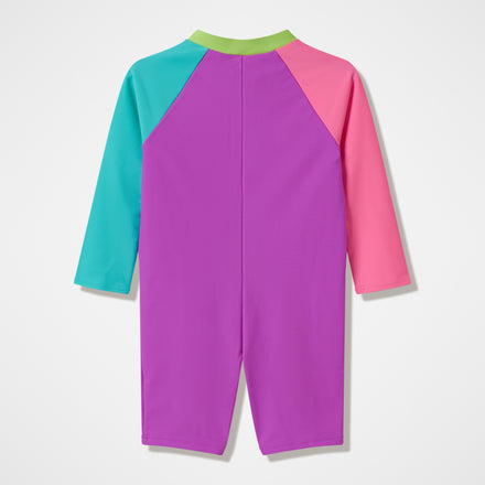 Infants Colourblock Long Sleeve Zip Swimsuit Pink