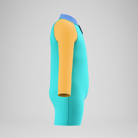 Infants Colourblock Long Sleeve Zip Swimsuit Green/Orange