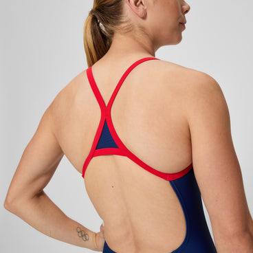Women's Club Training Turnback Swimsuit Navy/Red