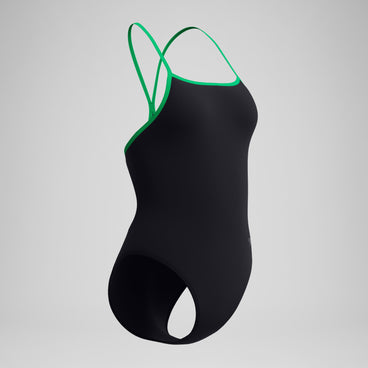 Women's Club Training Turnback Swimsuit Black/Green