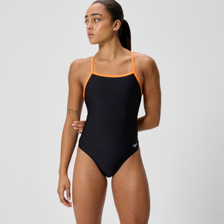 Women's Club Training Turnback Swimsuit Black/Orange