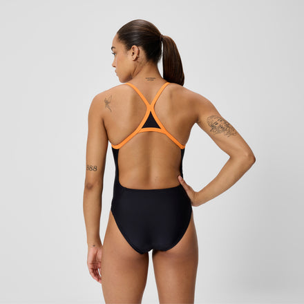 Women's Club Training Turnback Swimsuit Black/Orange