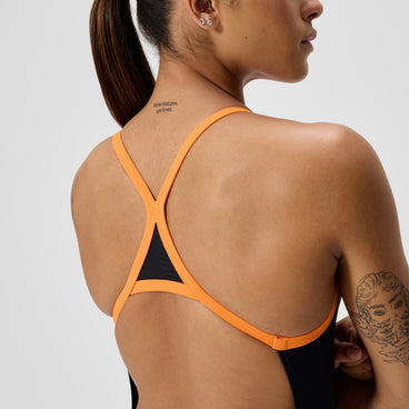 Women's Club Training Turnback Swimsuit Black/Orange