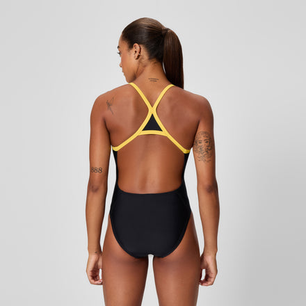 Women's Club Training Turnback Swimsuit Black/Gold