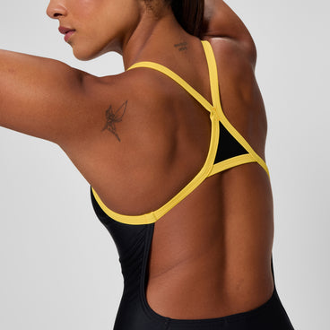 Women's Club Training Turnback Swimsuit Black/Gold