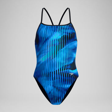Women's Club Training Printed Turnback Swimsuit Blue