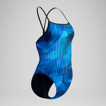 Women's Club Training Printed Turnback Swimsuit Blue