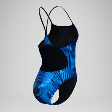 Women's Club Training Printed Turnback Swimsuit Blue