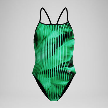 Women's Club Training Printed Turnback Swimsuit Green/Black