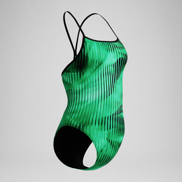 Women's Club Training Printed Turnback Swimsuit Green/Black