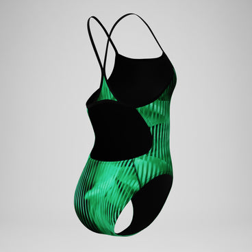 Women's Club Training Printed Turnback Swimsuit Green/Black
