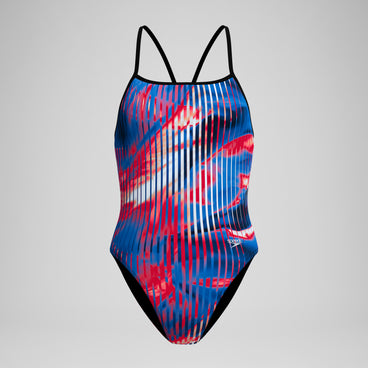Women's Club Training Printed Turnback Swimsuit Red/White/Blue
