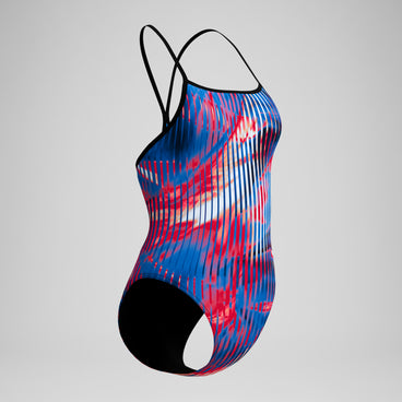 Women's Club Training Printed Turnback Swimsuit Red/White/Blue
