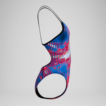 Women's Club Training Printed Turnback Swimsuit Red/White/Blue
