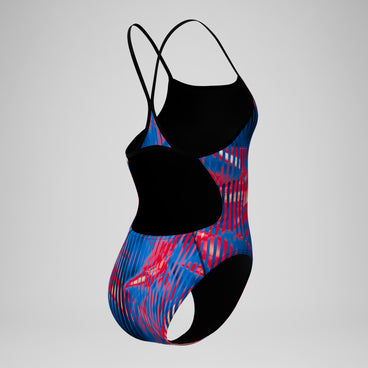 Women's Club Training Printed Turnback Swimsuit Red/White/Blue