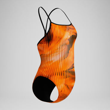 Women's Club Training Printed Turnback Swimsuit Orange