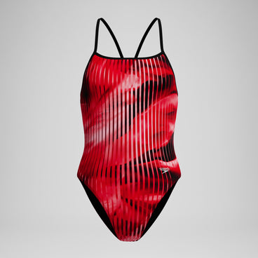 Women's Club Training Printed Turnback Swimsuit Red