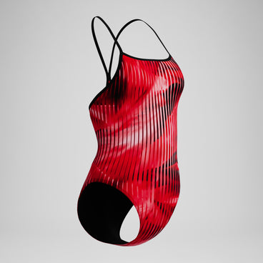 Women's Club Training Printed Turnback Swimsuit Red