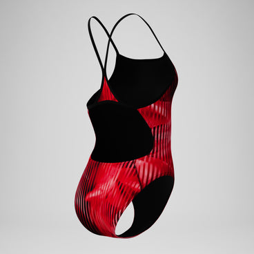 Women's Club Training Printed Turnback Swimsuit Red