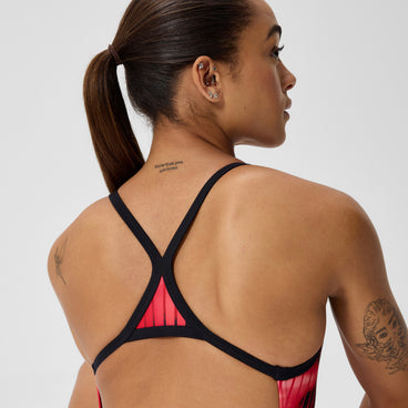 Women's Club Training Printed Turnback Swimsuit Red