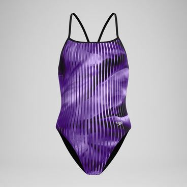 Women's Club Training Printed Turnback Swimsuit Purple