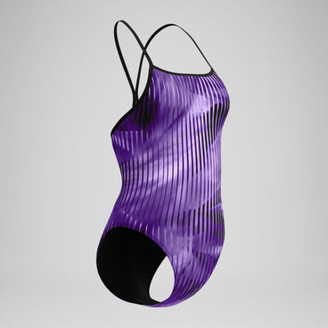 Women's Club Training Printed Turnback Swimsuit Purple