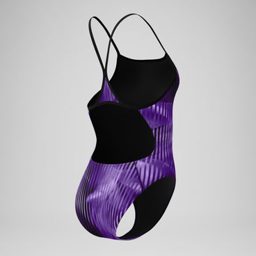 Women's Club Training Printed Turnback Swimsuit Purple