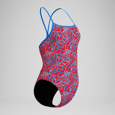Women's Club Training Printed Turnback Swimsuit Red/White/Blue