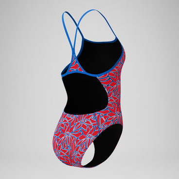 Women's Club Training Printed Turnback Swimsuit Red/White/Blue
