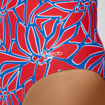 Women's Club Training Printed Turnback Swimsuit Red/White/Blue