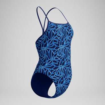 Women's Club Training Printed Turnback Swimsuit Blue