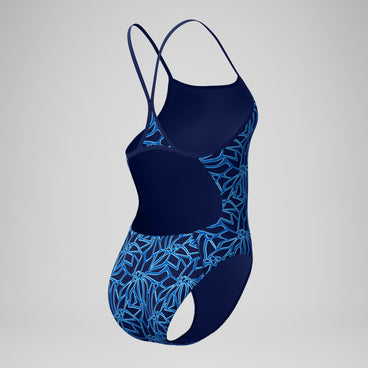 Women's Club Training Printed Turnback Swimsuit Blue