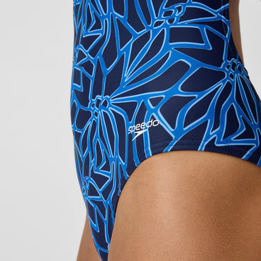 Women's Club Training Printed Turnback Swimsuit Blue
