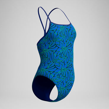 Women's Club Training Printed Turnback Swimsuit Blue/Green