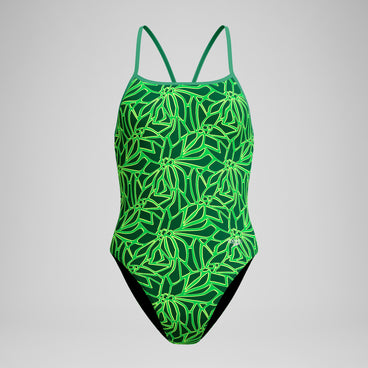 Women's Club Training Printed Turnback Swimsuit Green