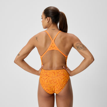 Women's Club Training Printed Turnback Swimsuit Orange