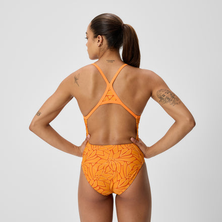 Women's Club Training Printed Turnback Swimsuit Orange