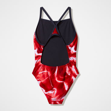 Women's Team Printed Turnback Swimsuit Red