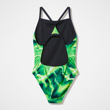 Women's Team Printed Turnback Swimsuit Green