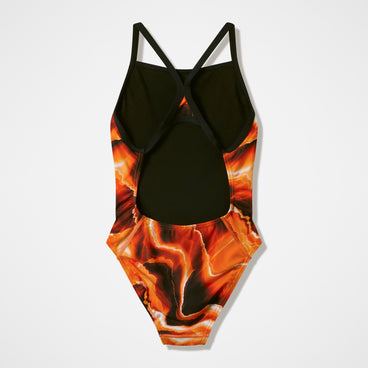 Women's Team Printed Turnback Swimsuit Orange