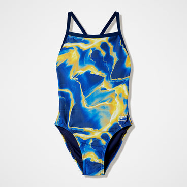 Women's Team Printed Turnback Swimsuit Blue/Yellow