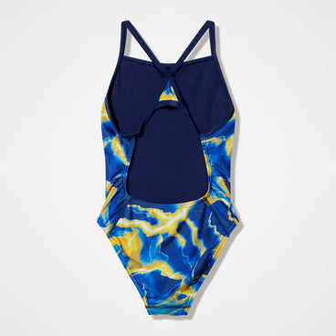 Women's Team Printed Turnback Swimsuit Blue/Yellow