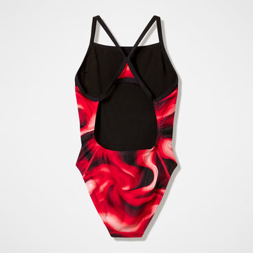 Women's Team Printed Turnback Swimsuit Red